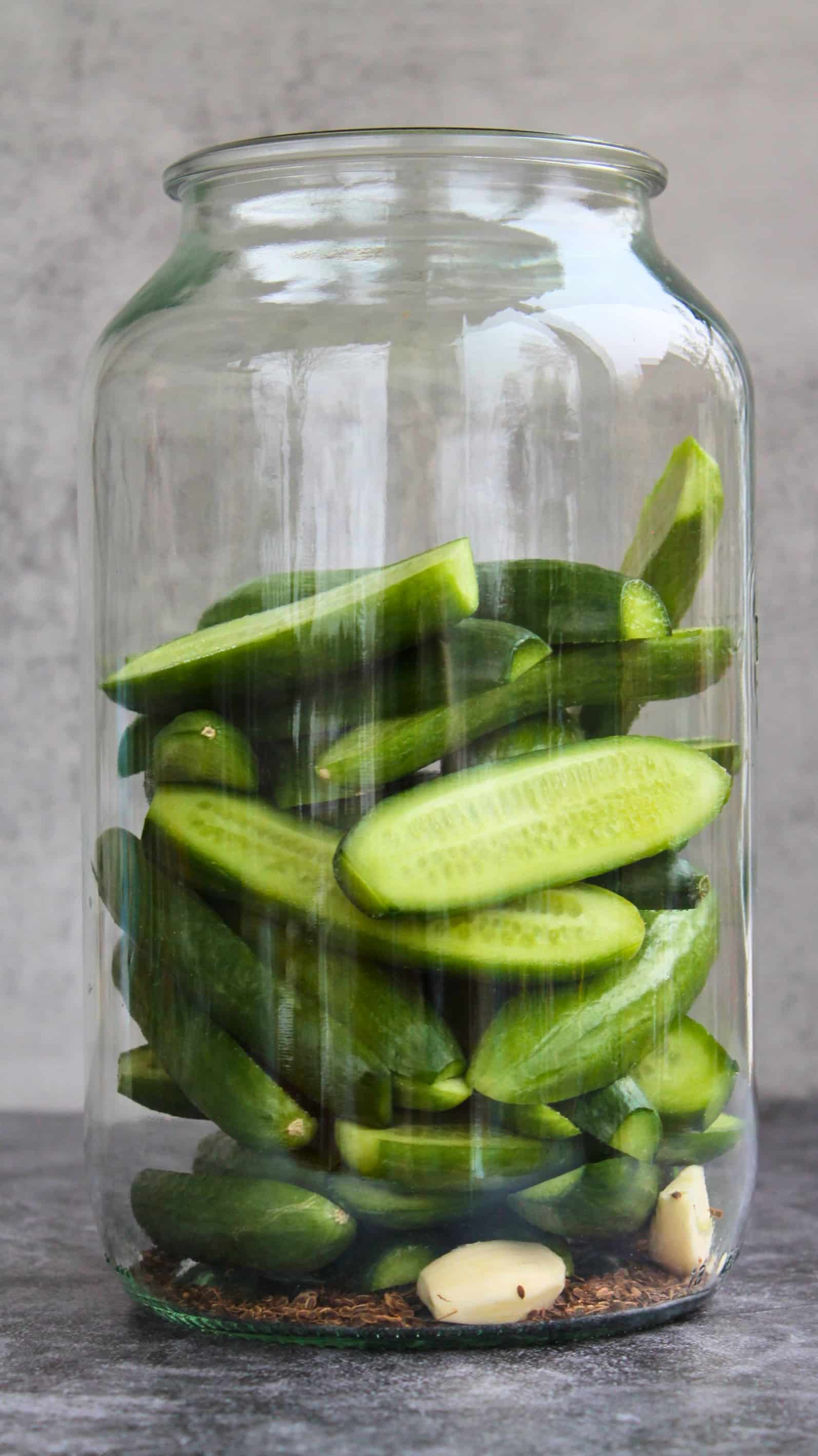 Gurken in Sticks geschnitten mit entferntem Kern für knackige Fermentation