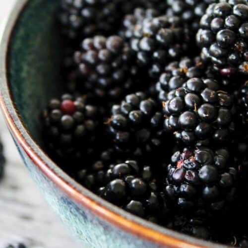 Frisch gepflückte reife Brombeeren in einer Schale